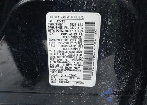 2013 Nissan Rogue Sv z USA, uszkodzony, nr VIN JN8AS5MV3DW624061